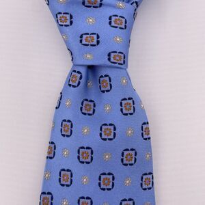 ROUNDTREE & YORKE Men's Designer Silk Necktie Blue Floral Handmade China 60" EUC